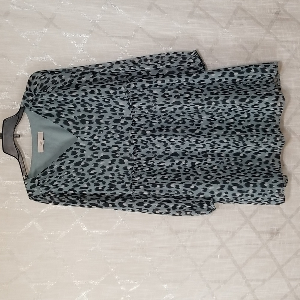Loft Dress Womens Size Small Animal Print Long Sleeve Boho Vneck